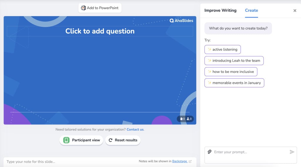 ahaslides ai презентатсиясоз